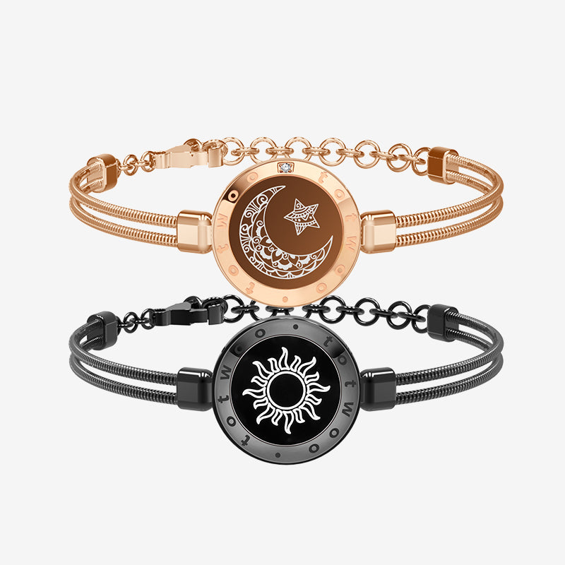 Pulseras de vibración inteligente Sun&moon con cadena de serpiente (negro + oro rosa)