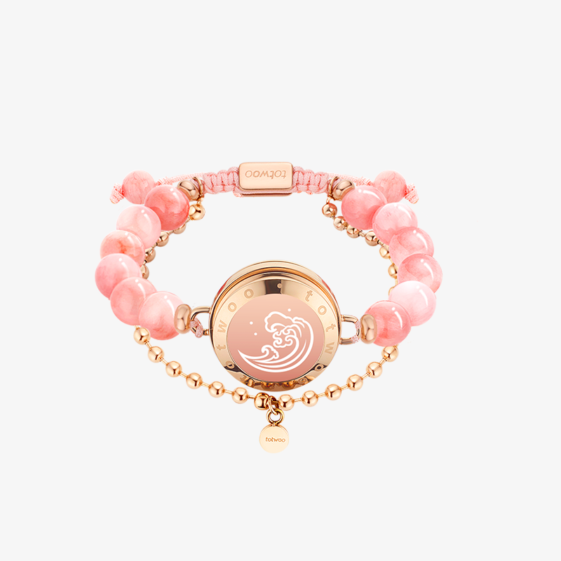 Pulseras Mountain & Sea Touch con Ágata negra con cuentas y jade persa rosa